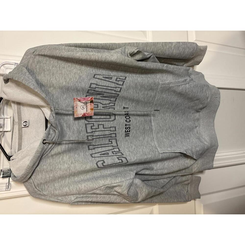 Gray California West Coast Hoodie Sweatshirt Size Large 426